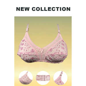 Soutien-gorge rose en coton respirant avec broderie sur bonnet - Product Image 1