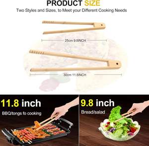Juego de 4 pinzas de bambú: Pinzas de madera para cocinar, pinzas largas de cocina de 11,8 pulgadas y pinzas para tostadora de 9,8 pulgadas, pinzas de bambú para Cocina - Product Image 5