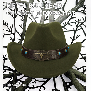 Sombrero de Vaquero Occidental de Metal de Alta Calidad, Sombrero Fedora para Primavera y Otoño, para Fiestas, Pesca, Negocios, Casual, Deportes al Aire Libre - Product Image 3