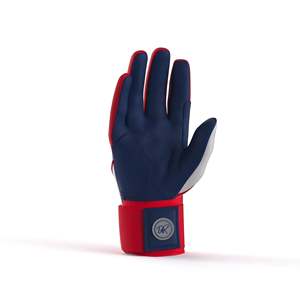 Gants de frappeur de baseball en cuir blanc, rouge et bleu, avec logo personnalisé, manchette longue, faible MOQ, service OEM/ODM - Product Image 6