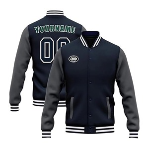 ODM OEM Veste universitaire vintage personnalisée en toile respirante d'hiver pour hommes, femmes et jeunes, col rond, nom et numéro personnalisés, coton - Product Image 3