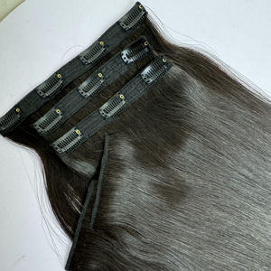 Extensions de cheveux à clips droits en gros, 100% cheveux humains, cheveux vierges, double trame, extensions à clips, toutes textures, de 8 à 40 pouces - Product Image 1