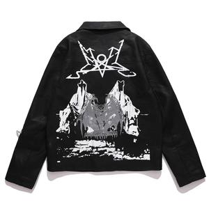 Blouson en cuir unisexe coupe courte personnalisé, style streetwear classique, bomber, logo avant, imperméable et coupe-vent - Product Image 2
