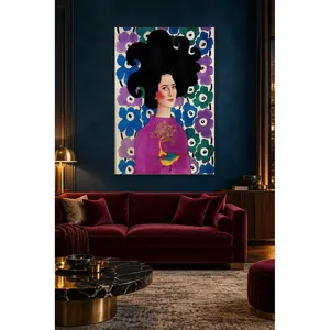 Impression sur toile Fida Woman Among Blue and Purple Flowers - Product Image 3