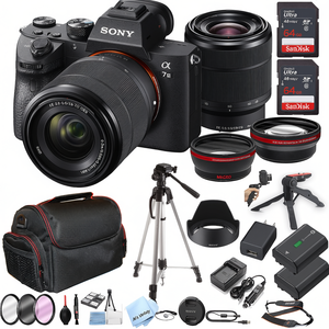 Mirrorless Digital Camera with 28-70mm Zoom Lens 64GB <b>Memory</b> Case Tripod Steady Grip Portable Case - Product Image 2