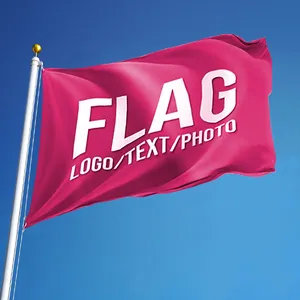 Bendera kustom sisi ganda 3x5 kaki untuk cetak luar ruangan kata desain Logo Anda sendiri Harga Murah semua negara