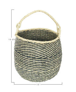 Best Price Nhat Minh Bohemian Eco-Friendly <b>Black</b> Stripe Woven Handicraft <b>Storage</b> <b>Basket</b> Home Decoration Vietnam Seagrass - Product Image 4