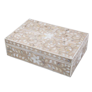 New Design Handmade in India <b>Wood</b> HoJ54 HUGE Mother of Pearl Mosaic Trinket Treasure <b>Chest</b> Me Decoration Engraving - Product Image 1