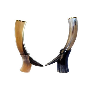 Corne à boire Viking Buffalo poli artisanat naturel écologique corne de vache sculptée avec support de support de conception animale de style nautique - Product Image 5