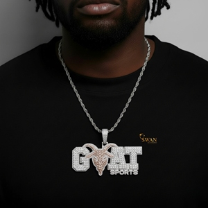 เครื่องประดับเพชรสำหรับผู้ชายและผู้หญิงจี้รูปกีฬาแพะประกายทอง10K ทำจากหินน้ำแข็งสำหรับฮิปฮอป - Product Image 1