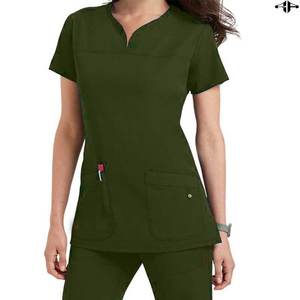 Prix bas Uniformes d'infirmière Ensembles de gommage Col en V à manches courtes Costumes médicaux Services OEM/ODM Logo personnalisé pour femmes - Product Image 5
