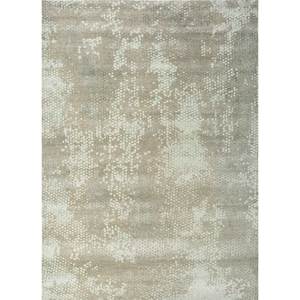 พรมไหมไผ่ผสมขนสัตว์ถักมือสีเขียวลาย Chaos Theory ดีไซน์นามธรรม สำหรับบ้าน ห้องโถง รูปทรงสี่เหลี่ยมผืนผ้า หนา 10 มม. วิสโคส รุ่น Eskn-404 - Product Image 1