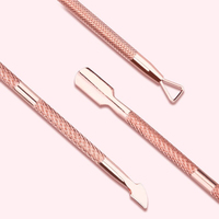 Lot de 12 outils de manucure et pédicure en acier inoxydable doré rose : repousse-cuticules, lime à ongles, éliminateur de peaux mortes