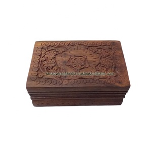 <b>Large</b> Wooden Jewelry <b>Box</b> & Organizer With Carved Design for Necklaces Earrings Rings Bracelets - Product Image 1