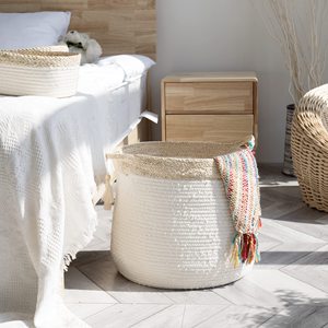 Handle <b>Basket</b> Cotton Rope, <b>Large</b> Blanket <b>Basket</b> Laundry Hamper for Throws, Pillows, Blanket OEM Made in Vietnam - Product Image 3