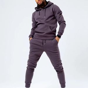 Mens Winter Casual Solid 100% Cotton Track Suits Wholesale High Quality Regular <b>Fit</b> Breathable Sport Wear - Product Image 1