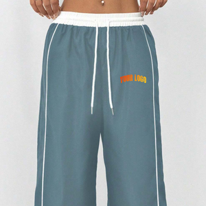 Nuevos pantalones de chándal de pierna ancha para mujer de otoño e invierno con aberturas laterales, pantalones acampanados holgados de primera calidad con cordón para mujer Joggers - Product Image 2