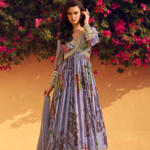 ชุดเดรส Anarkali ผ้าไหมปักลายสำหรับงานแต่งงานอินเดียชุดเดรสปาร์ตี้ยาวดีไซน์ใหม่ล่าสุด - Product Image 2