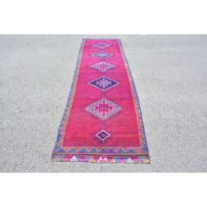 Alfombra turca Vintage moderna rosa púrpura 3x10ft área grande lana látex respaldo Patchwork para sala de estar pasillo Decoración habitación alfombra - Product Image 1