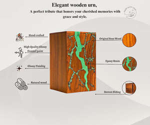 Handcrafted Wooden Cremation Urn Resin Inlay Personalized Memorial <b>Keepsake</b> - Product Image 3