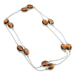 Collier Quartz fumé 925 argent Sterling pierre précieuse chaîne lunette ensemble bijoux faits à la main élégant pendentif pierre brune cadeau pour les femmes - Product Image 2