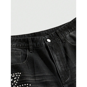 OEM taux bon marché nouvelle mode hommes strass court solide toile haute rue style écologique respirant Logo personnalisé/couleurs - Product Image 6