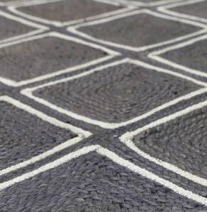 Tapis de jute gris tufté de haute qualité, conception artisanale de parqueterie pour un usage domestique avec fonction rembourrée - Product Image 2