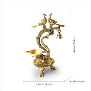 Diya en laiton (1 mèche, 10.8 pouces, 20 ml, 1.3Kg, gravé à la main) Diya conçu de qualité supérieure - Product Image 5