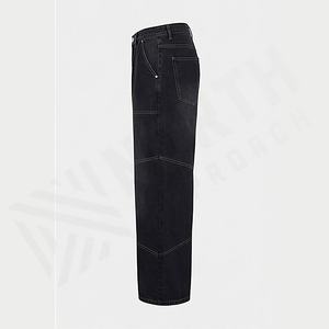 Men's New Solid Customized Color Denim Straight Leg Pants Casual Loose High Waist <b>Elastic</b> Trousers Winter Embroidered Technics - Product Image 3
