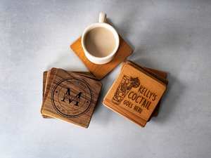 Sous-verres en bois de marbre gravés sur mesure cadeaux d'anniversaire sous-verres ronds vente en gros fabricant de gros double face personnalisé 2023 - Product Image 2