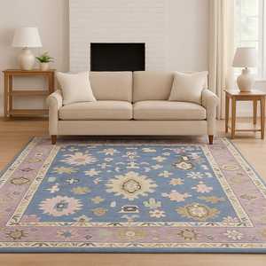 Tapis noué à la main, tapis persan turc noué, tapis Oushak, tapis coloré, tapis de salon, tapis brodé - Product Image 1