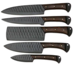 Ensemble de couteaux de chef PRESTIGE BLADES en acier inoxydable ambidextre, cinq pièces, couleur personnalisée, revêtement noir, commande en gros personnalisée - Product Image 6