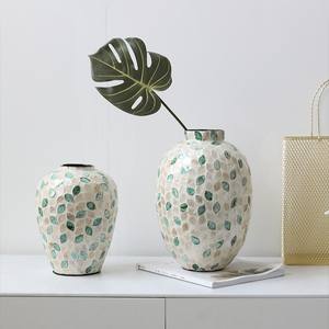 Juego de 2 floreros de nácar de Estilo Vintage | Jarrón hecho a mano Jacinto de agua para el hogar, hotel, regalo de Navidad - Product Image 2