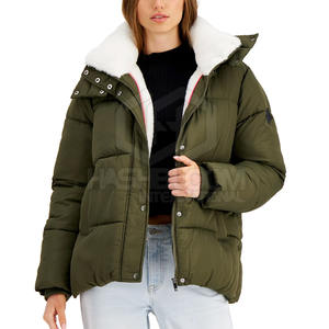 Chaqueta acolchada de mujer alta personalizada impresa algodón piel de oveja cuero manga larga transpirable tejido invierno venta al por mayor nuevo - Product Image 1