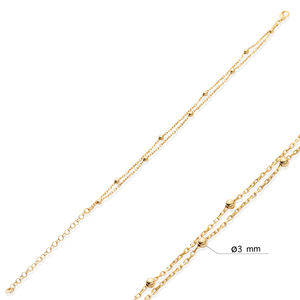Pulsera de Cadena con Diseño de Bola Lisa para Mujer, Hecha a Mano en Turquía, Chapada en Oro, Chapada en Rodio, Moderna, de Plata de Ley 925 - Product Image 2