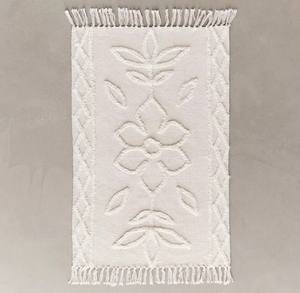 Usine en gros de luxe coton Jacquard jeter couverture Super doux touffeté à la main avec de longues franges couleur blanche - Product Image 4