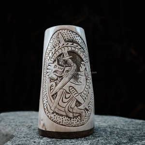Taza de cuerno para beber vikingo artesanal de primera calidad Cuerno de búfalo pulido para amantes de la cerveza Vino Ale - Product Image 3