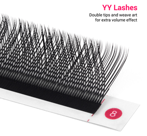 Yy W pestañas fibra PBT alemana efecto entrecruzado ventiladores prefabricados 4mm 5mm 6mm bandejas de extensión de pestañas al por mayor extensiones de pestañas OEM - Product Image 3
