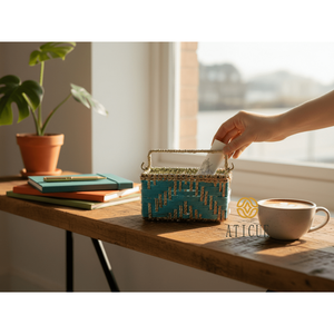 Compact Hamper Organizer 8x4x5 Inch Recycled <b>Plastic</b> and Cotton <b>Basket</b> with Handle for Living Room - Product Image 1