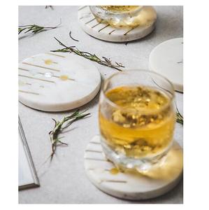 Modern Design <b>Round</b> Marble Stone Coasters <b>Placemats</b> with Decoration Panel New & Chic Mats & Pads - Product Image 2