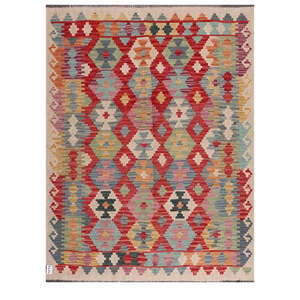 Alfombra Kilim de Maimana, Afganistán, 196 x 151 cm, para Decoración del Hogar - Product Image 1