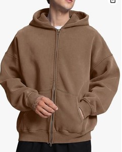 Nouveau 2025 hommes Vintage lavé tenue décontracté sweats à capuche Top vente coton lourd lavé à l'acide sweats à capuche zippés pour hommes - Product Image 1