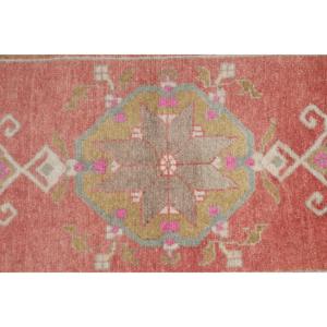 0.1x3.4 ft Vintage Turkish Rug, <b>Runner</b> Rug, <b>Red</b> Abstract Rug - Product Image 5
