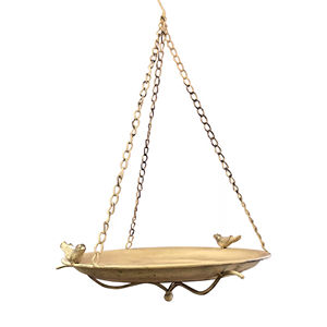 Bird Feeders Gold Plated Metal Bird Bath Oval Shape Design Hanging Bird Bowl Home Garden High Quality Decorative <b>for</b> Garden Use - Product Image 1