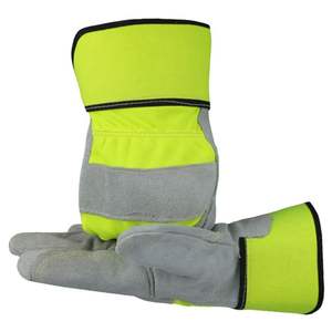 Gants de travail en cuir de vache fendu sur mesure pour hommes Rigger canadien résistant et durable réfléchissant - Product Image 1