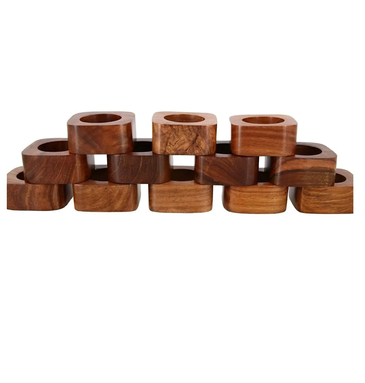 Wooden Napkin Ring Set of 12 Artisan Crafted Holders Table Dinner Party Decorations Gifts Decor (Style 2)