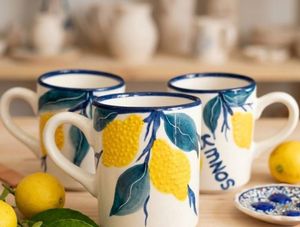 Custom 3D Relief Cute Ceramic <b>Mug</b> Hand Painted Lemon Nautical Design Handmade Dishwasher Safe Gift <b>Box</b> Packaging Giveaway Gift - Product Image 1
