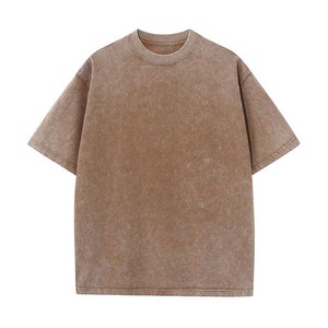 Camiseta Corta de Algodón para Hombre con Cuello Redondo, Estilo Oversize, Lavado Ácido, de Alta Calidad, con Estampado de Logotipo Personalizado, Colección 2026 - Product Image 3
