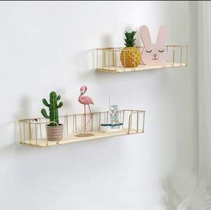 Great Quality In Reasonable Price Premium Finish Iron And Wood Wall Hanging <b>Shelves</b> For Sophisticated Home Organization - Product Image 1