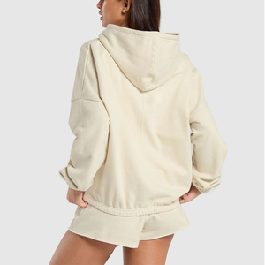 Conjunto de Sudadera con capucha y pantalones cortos para mujer 100% de algodón con servicios OEM, conjuntos de Sudadera con capucha para mujer más vendidos para ropa de invierno - Product Image 2